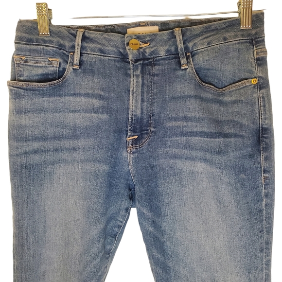 Frame Denim 2 Tone Le Pixie Crop Mini Boot Jean Sz. 29 - Picture 3 of 12